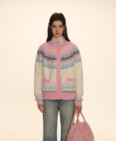 Fair Isle Round Neck Knit Cardigan Sweater - COPPING THREADS - MOROMORO